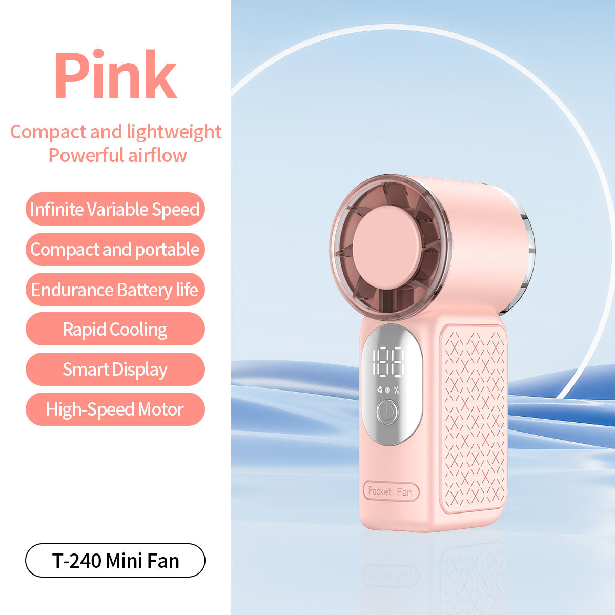 Harrow Portable Fan Rechargeable Quiet Compact Personal Fan with Adjustable Speed and LED Display