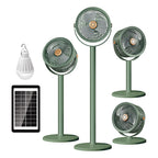 Solar-Powered Multi-Functional Floor Fan with Adjustable Height 5-Speed Settings and Emergency Power Bank