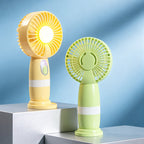 Portable USB Hand Fan with LED Light and Digital Temperature Display for Women