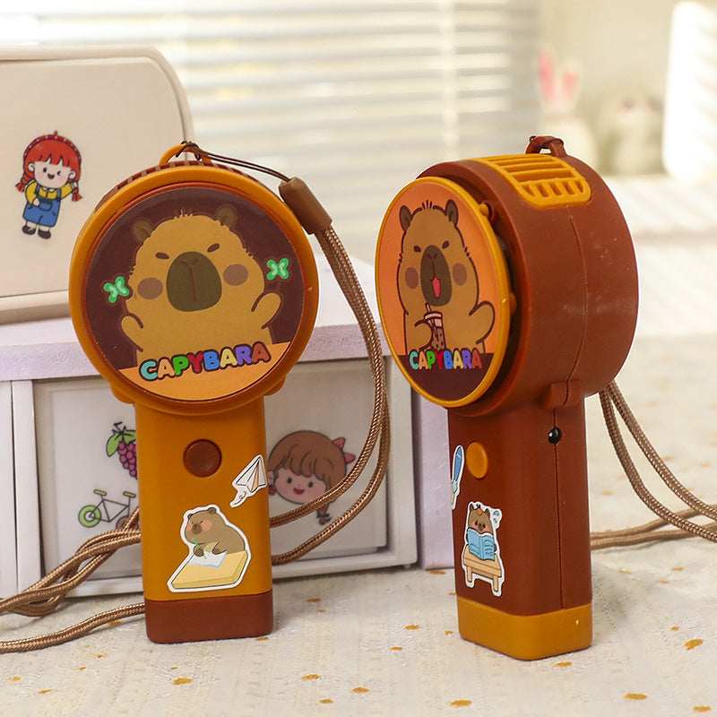 Creative Portable Handheld Fan with Cute Capybara Animal Design USB Rechargeable Lightweight