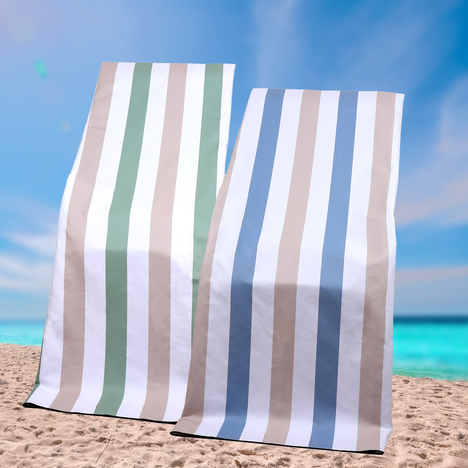 Brehn Picnic Blanket Water-Resistant Striped Outdoor Blanket with Carrying Bag