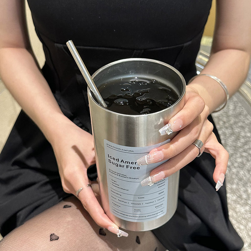 Women’s Stainless Steel Insulated Mug with Integrated Straw and Leak-Proof Lid