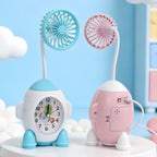 Ladies Desk Clock with Integrated Mini Fan Modern Design for Desk or Bedside
