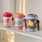 Women Thermos Mug BPA-Free Plastic Double-Walled Insulated Travel Coffee Tea Cup