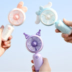 Portable USB Mini Hand Fan Rechargeable Quiet Motor LED Light Bear Ears Design