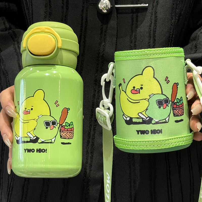 Insulated Women's Water Bottle Double-Walled Flip-Top Lid Leak-Proof BPA-Free with Carry Loop