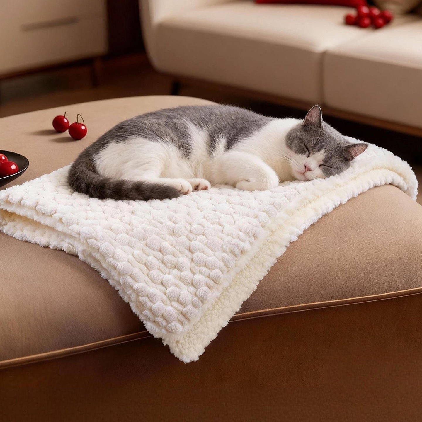 Harrow Women's Reversible Cozy Blanket Soft Textured Throw for Living Room and Bedroom