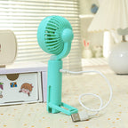Portable Mini Hand Fan with USB Charging and Integrated LED Light Compact Rechargeable Personal Fan