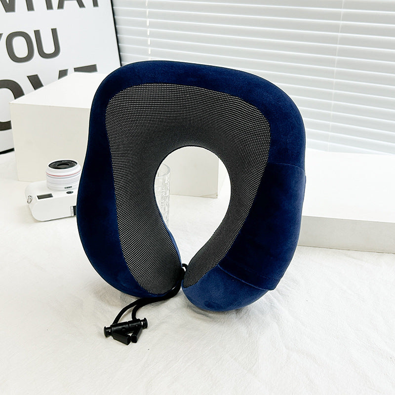 Unisex Memory Foam Travel Neck Pillow with Adjustable Straps and Breathable Cover