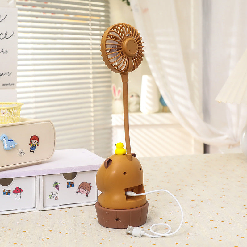Creative Bear Design USB Table Fan with LED Light Compact Portable Desk Fan