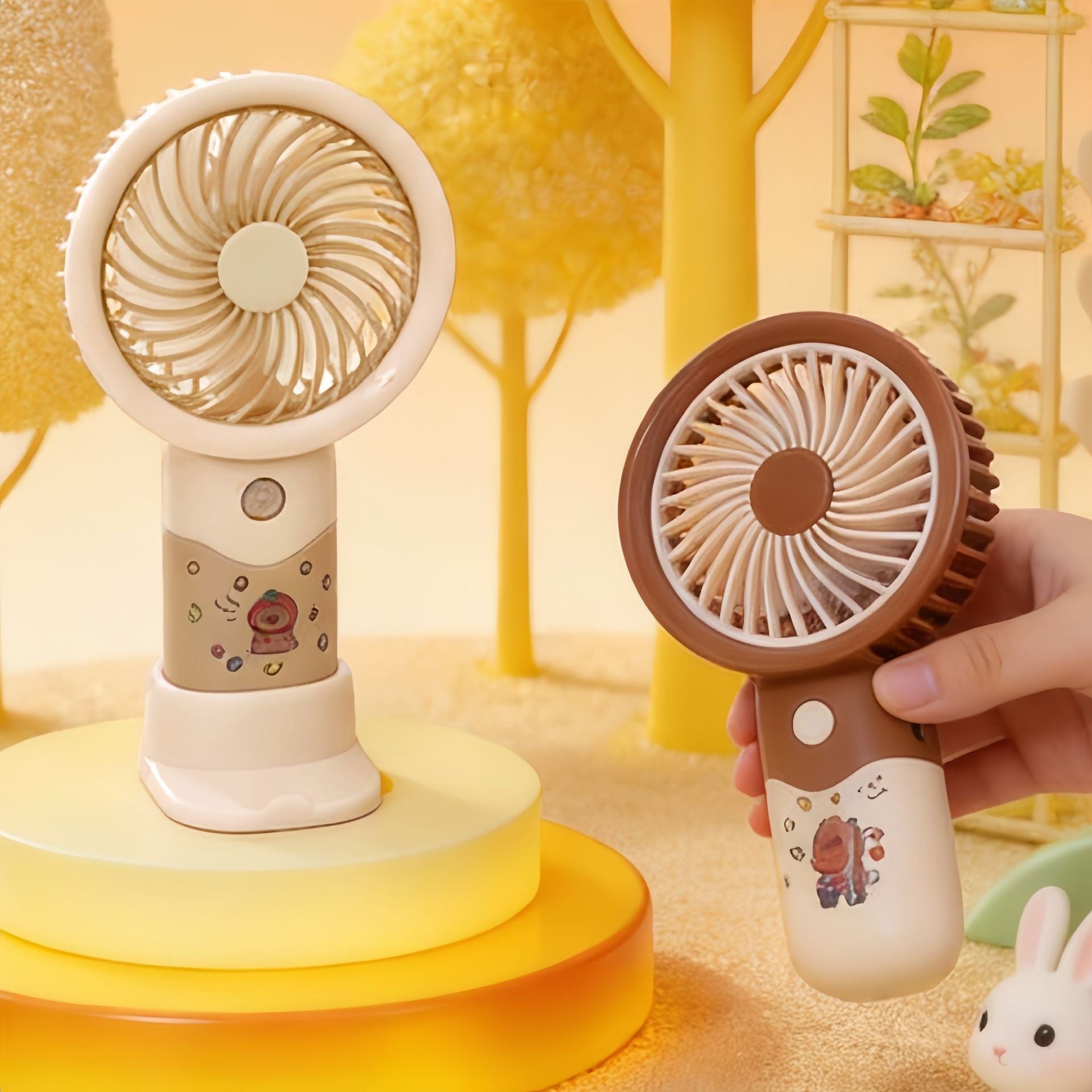 Portable Hand Fan for Women USB Rechargeable Ergonomic Design Quiet Operation Cute Motif