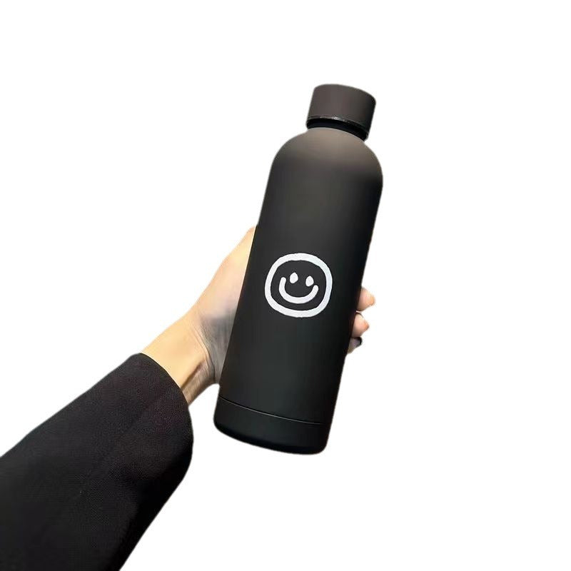 Ladies Stainless Steel Insulated Water Bottle 500ml Leak-Proof Smile Design