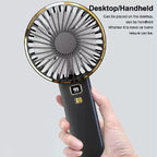 Rechargeable Portable Hand Fan with Digital Battery Indicator and Charging Dock