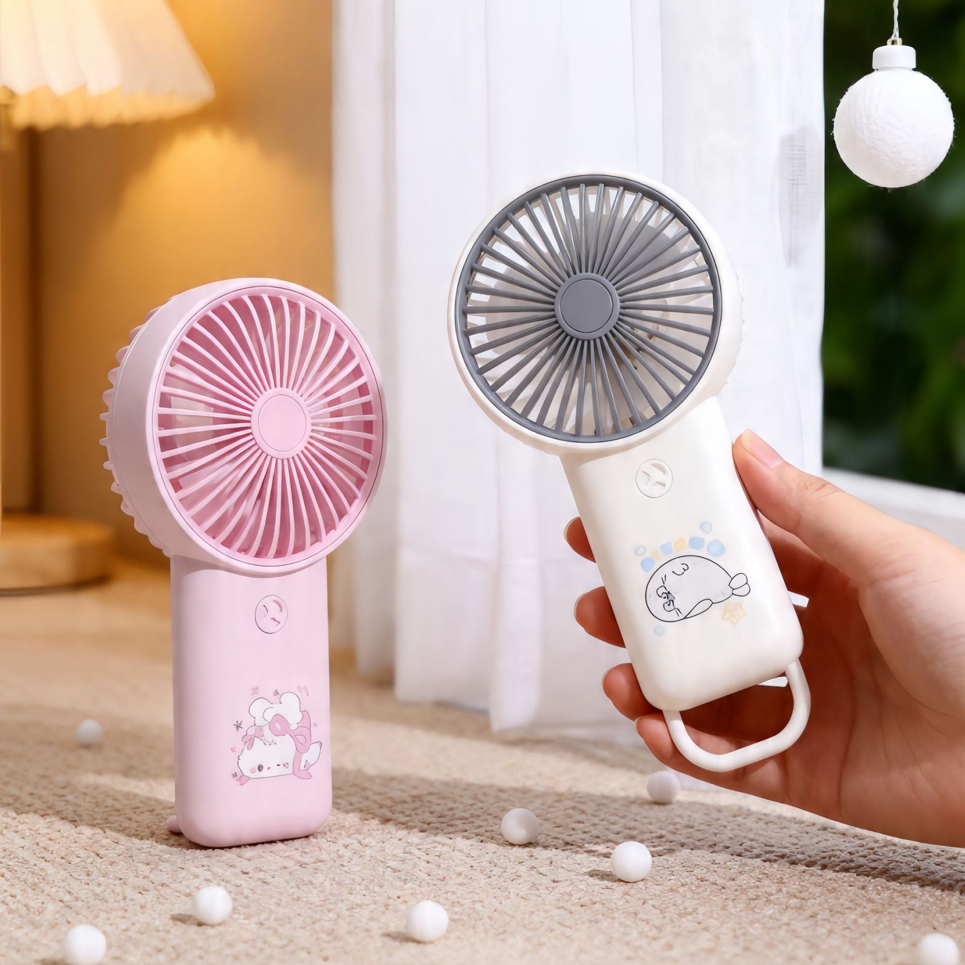 Portable USB Fan Compact Quiet Operation Multiple Speeds Cute Penguin Design for Travel and Office Use