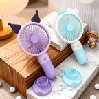 Women's Handheld Fan USB Rechargeable Portable Cute Animal Design Quiet Adjustable Speed