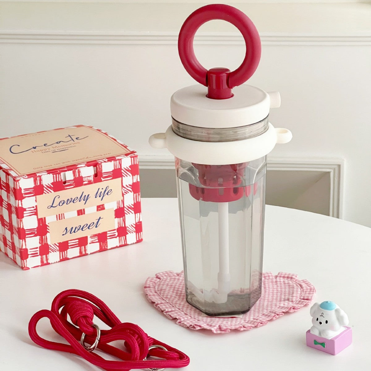 Women’s Fruit Infuser Water Bottle BPA-Free Leak-Proof with Carry Strap for Flavored Drinks