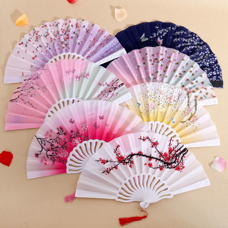 Ladies Folding Fan Handmade Elegant Floral Pattern Lightweight Accessory