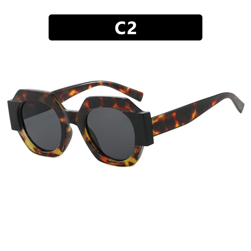Ladies Hexagonal Sunglasses UV Protection Lightweight Fashionable Frame