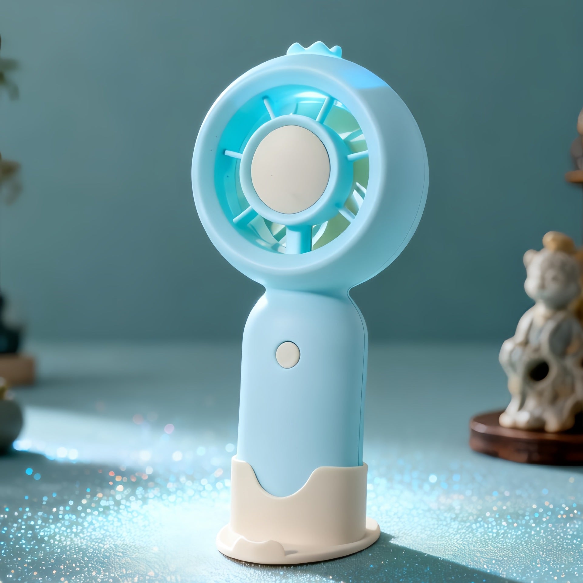 Portable Battery-Operated Fan with LED Light Lightweight Rechargeable Personal Cooling Fan