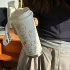 Insulated Ladies Drinking Cup with Hello Kitty Design BPA-Free Flip-Top Lid Ergonomic Handle