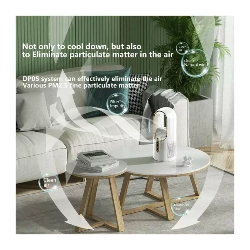 Bladeless Evaporative Tower Fan and Humidifier with Touch LED Display and Brushless Motor