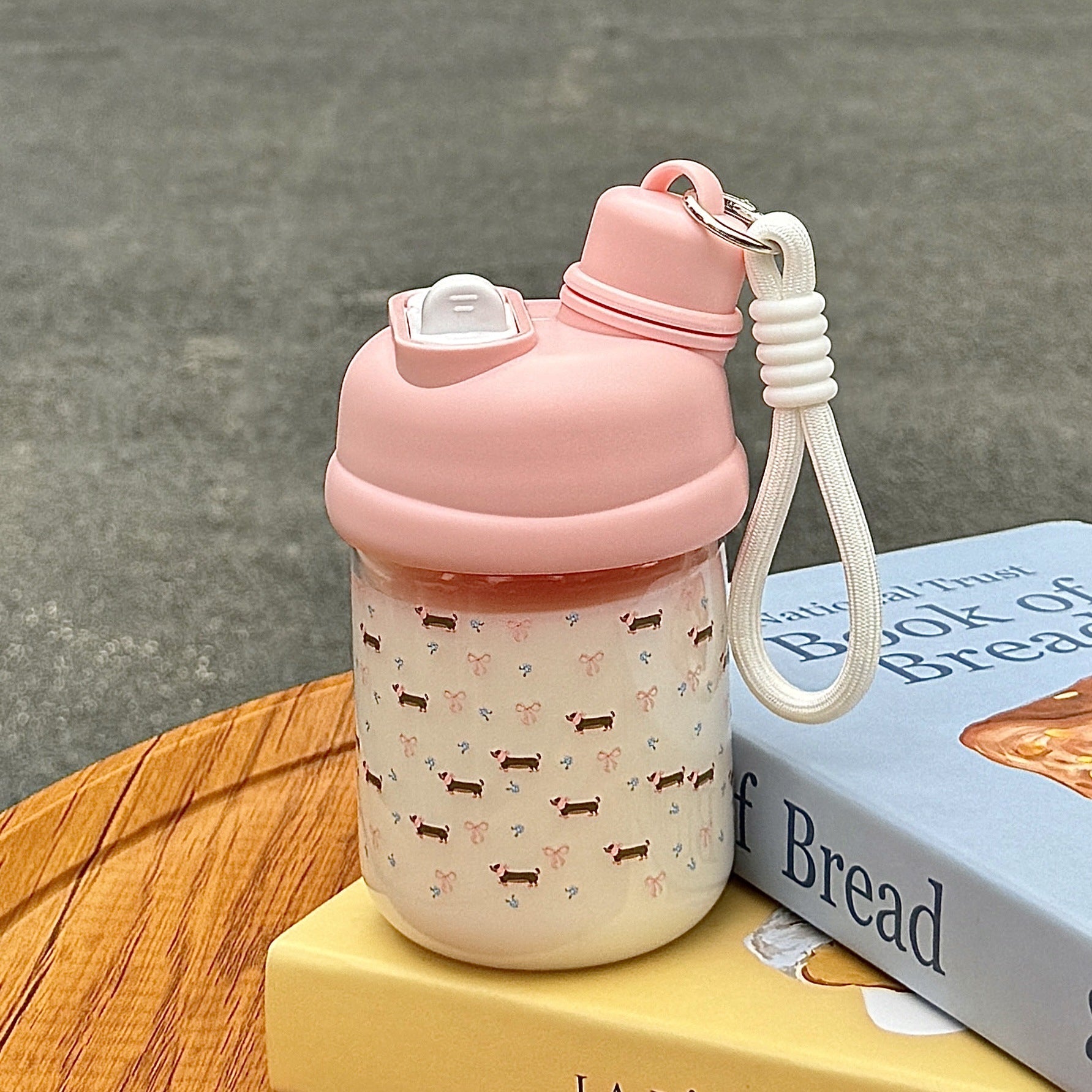 Women’s BPA-Free Plastic Water Bottle with Straw and Carry Loop Creative Design