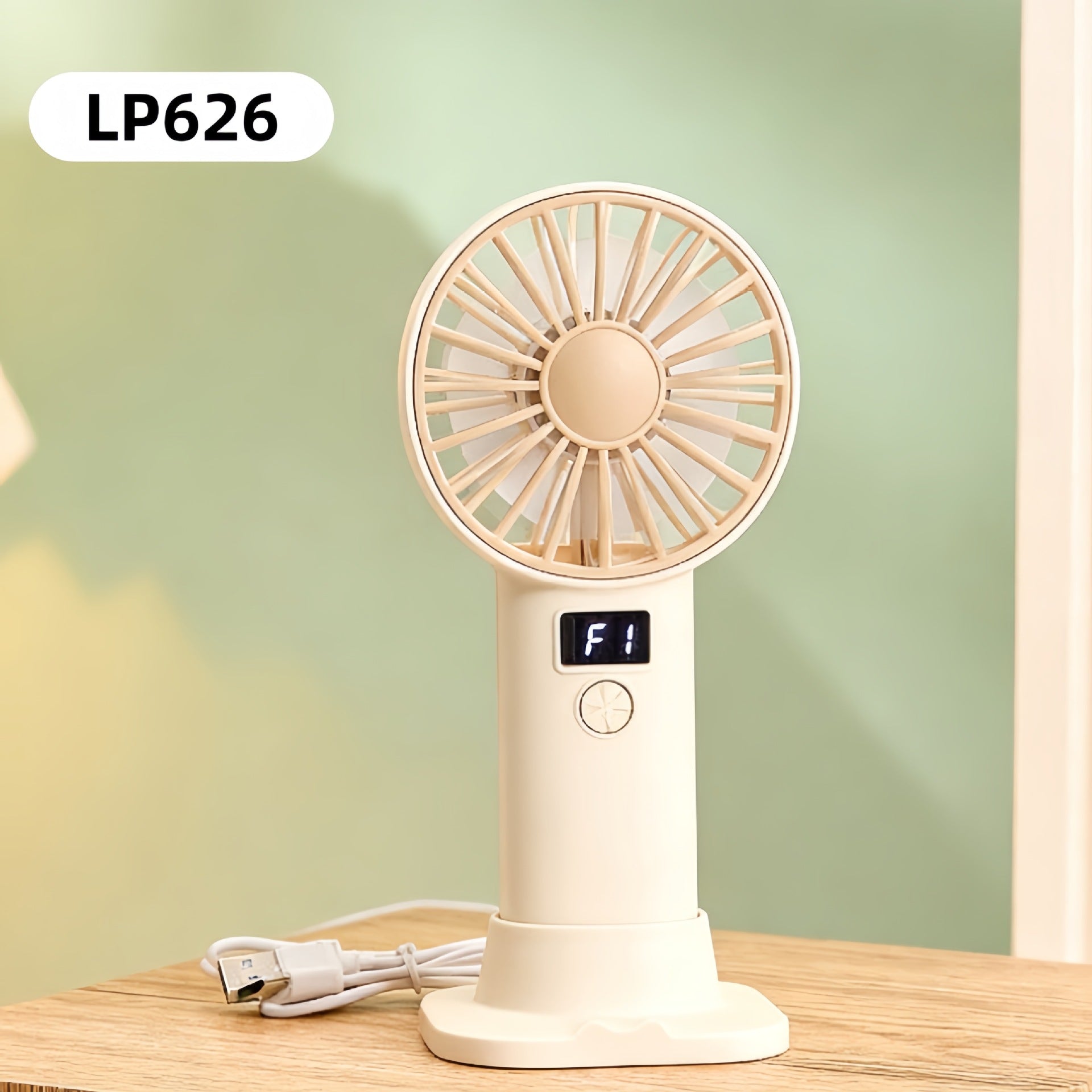 Portable USB Fan with Variable Speed Control Digital Display Compact Quiet Operation