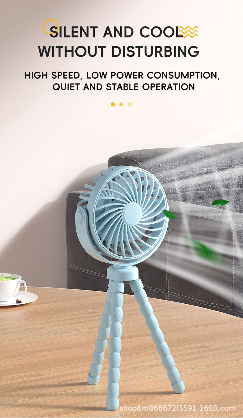 Portable USB Rechargechargeable Desk Fan with Flexible Legs Quiet Operation Compact Design