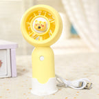 Portable Handheld Fan with Cute Animal Design USB Rechargeable Lightweight Personal Fan