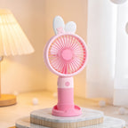Women's Handheld Fan USB Rechargeable Portable Cute Animal Design Quiet Adjustable Speed