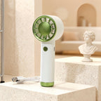 Portable Handheld Fan with Powerful Battery USB Rechargeable White and Rose Gold Lightweight