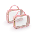 Transparent Cosmetic Bag Set for Women Clear Travel Makeup Organizer with Handle
