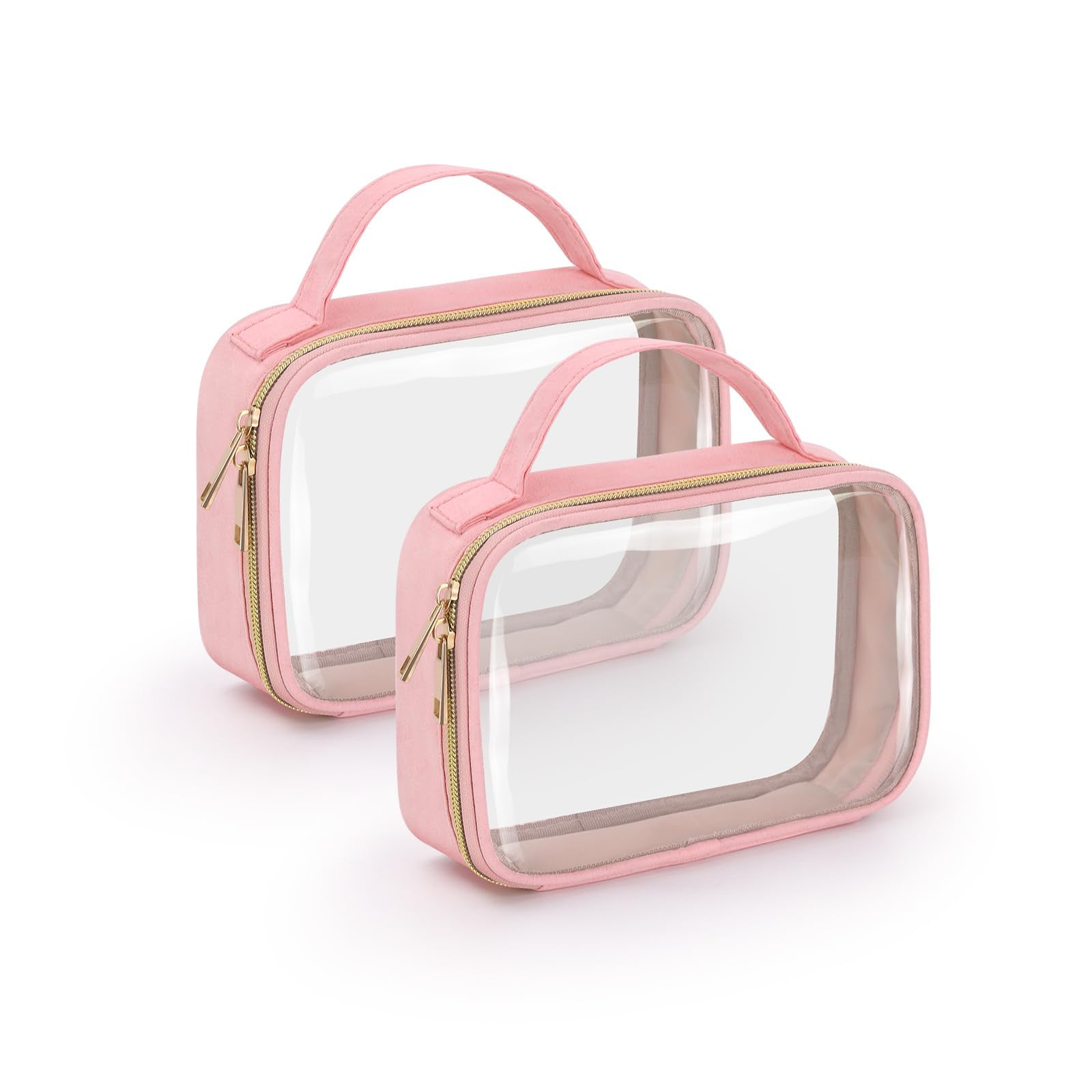 Transparent Cosmetic Bag Set for Women Clear Travel Makeup Organizer with Handle
