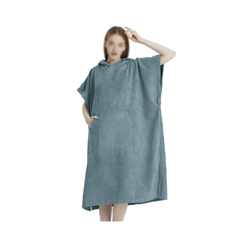 Women's Hooded Poncho Soft Microfiber Fabric with Hood and Pockets Cozy Relaxed Fit