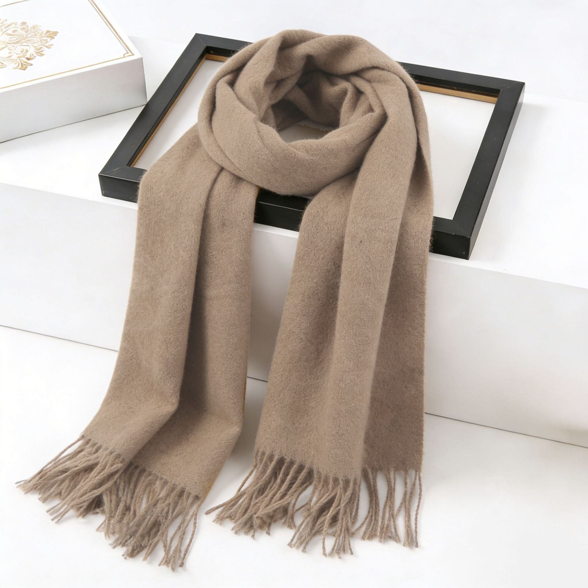 Brehn Cashmere Scarf Women Soft Warm Elegant Classic Neck Wrap with Fringes