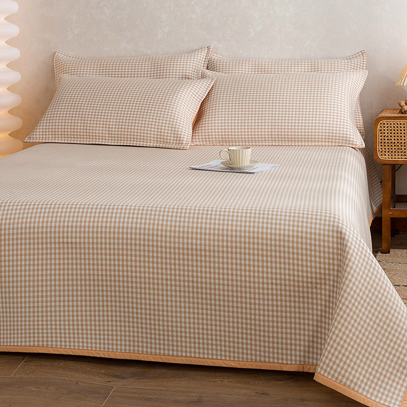 Bowlift Women's Checkered Cotton Bedding Set Gray High-Quality Breathable Cotton