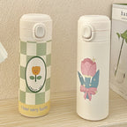 Women's Insulated Stainless Steel Water Bottle Leak-Proof Flip Top Floral Design