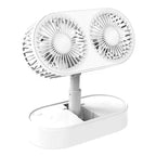 Dual-Blade Rotary Cooling Fan Adjustable Height Portable Quiet Operation for Indoor Outdoor Use