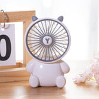 Mini Desk Fan USB Powered Cute Animal Design Portable Quiet Cooling Fan