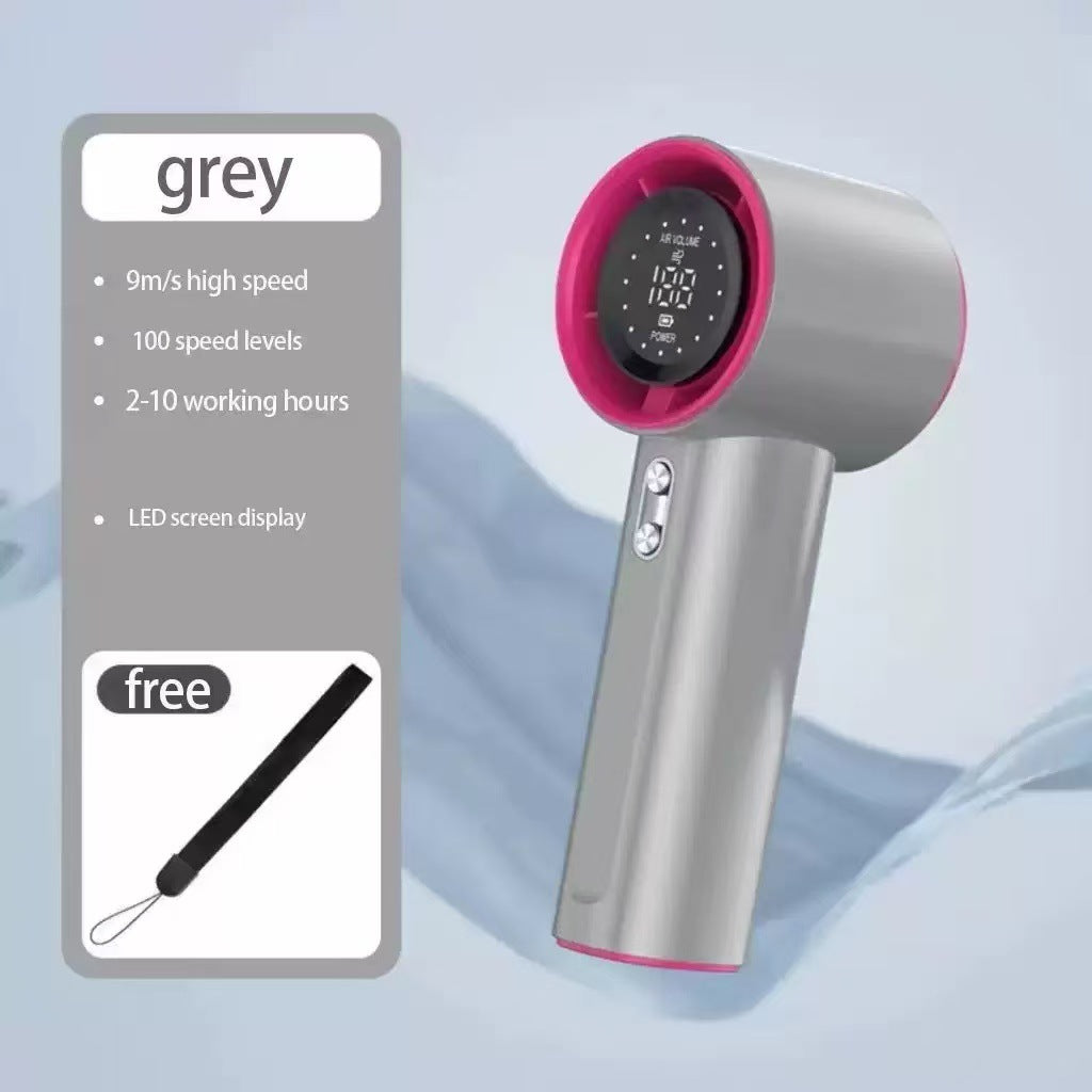 Portable Handheld Fan High Speed 9m/s Adjustable 100 Levels LED Display Compact