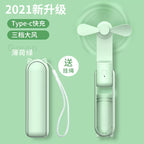 Foldable Rechargeable Mini Handheld Fan with Power Bank USB-C USB-A Ports and Wrist Strap