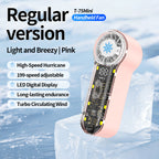Portable Mini Hand Fan High-Speed 199 Settings LED Display Long Battery Life Compact for Women