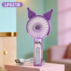 USB Rechargeable Mini Handheld Fan with Foldable Stand and Removable Ear Attachments