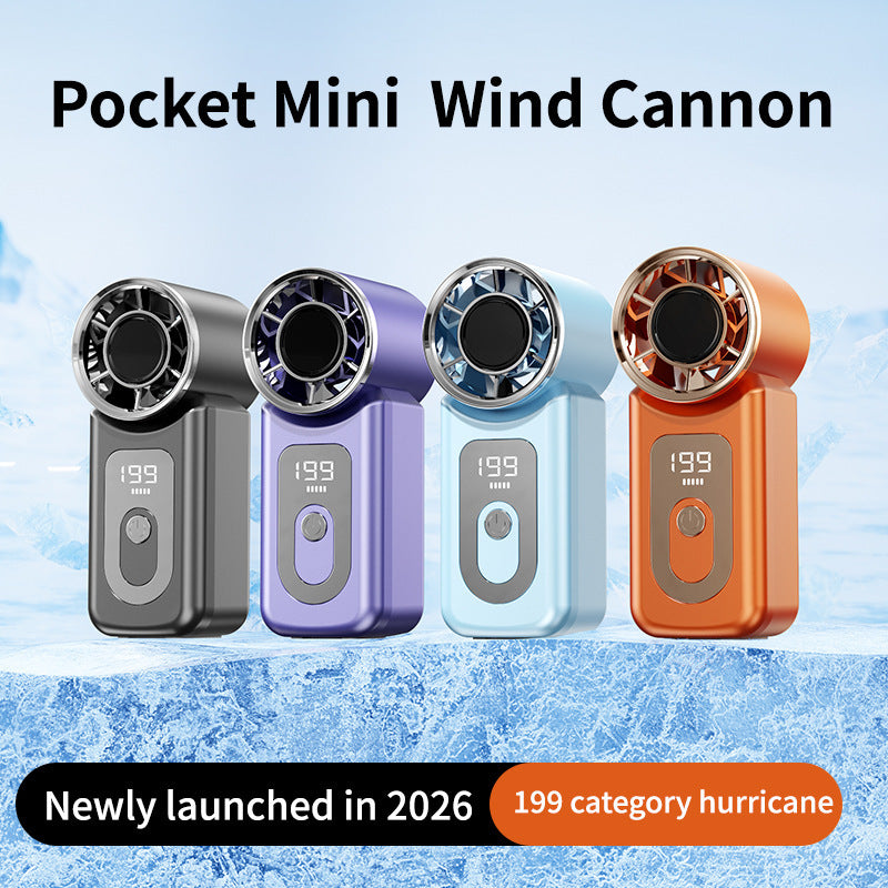 Portable Mini Wind Cannon Fan with Digital Display Rechargeable Battery Compact Design