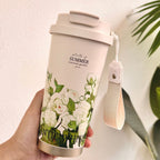 Insulated Stainless Steel Travel Mug with Leak-Proof Cap and Carry Handle for Coffee and Tea