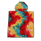 Women's Fleece Poncho with Hood Tie-Dye Pattern Soft Warm One Size