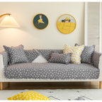 Ladies Sofa Throw Cotton Cover with Yellow White Floral Pattern and Cushions