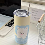 Insulated Stainless Steel Mug with Funny Animal Design Leak-Proof Lid Ergonomic Handle