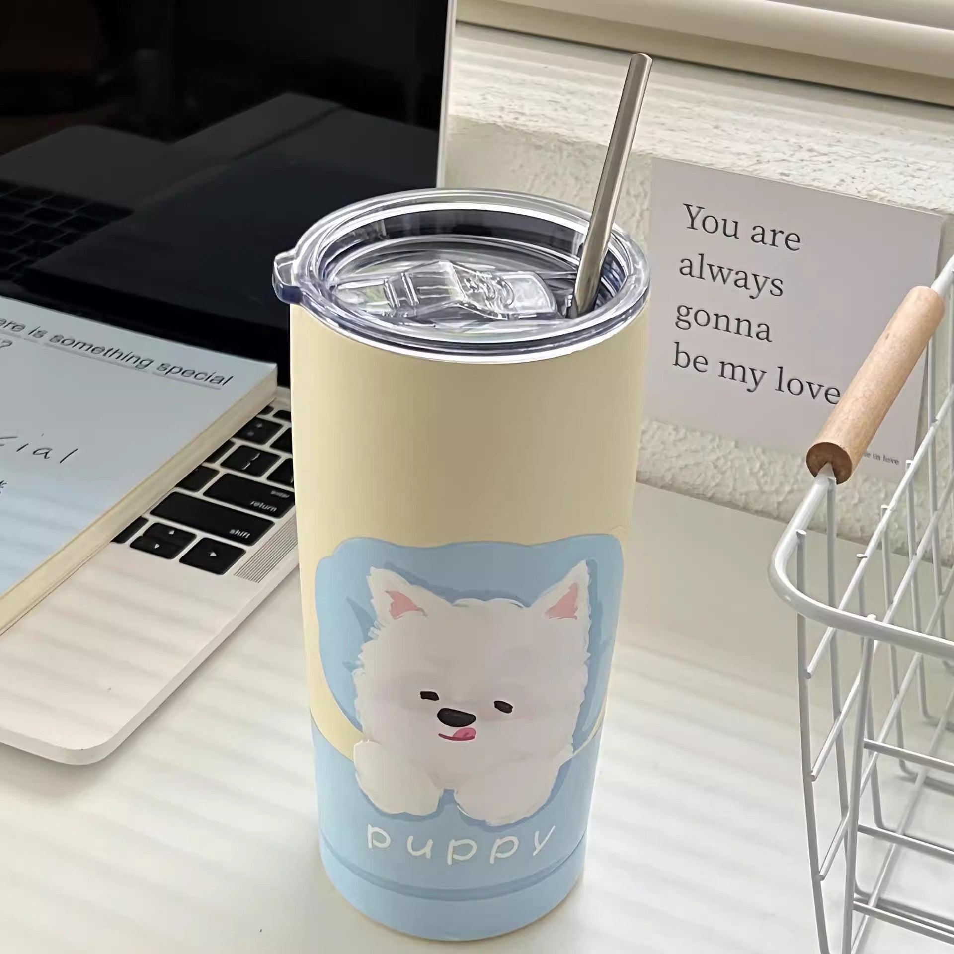 Insulated Stainless Steel Mug with Funny Animal Design Leak-Proof Lid Ergonomic Handle