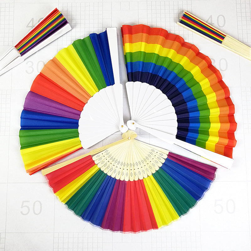 Women's Colorful Hand Fan Lightweight Bamboo Frame Artistic Design